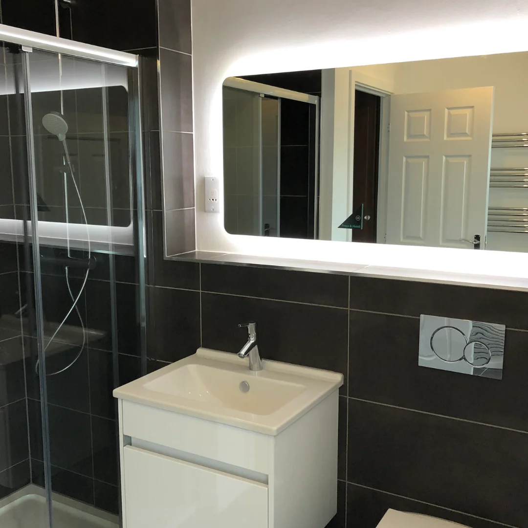 Black tiles in bathroom renovation